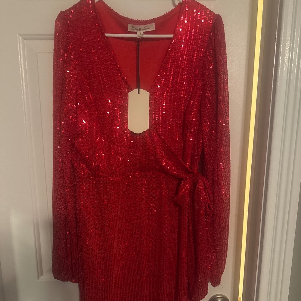 Red sequin dress
